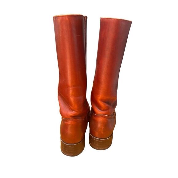 Vintage 80s Frye Campus Boots Women 11.5/ Mens 10 D Red Brown Square Toe Western - Picture 10 of 13